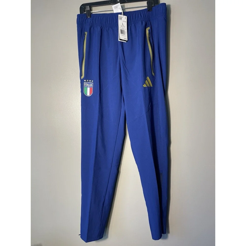 Adidas Italy Soccer National Team Men's Tiro Travel Pants Size L Blue New